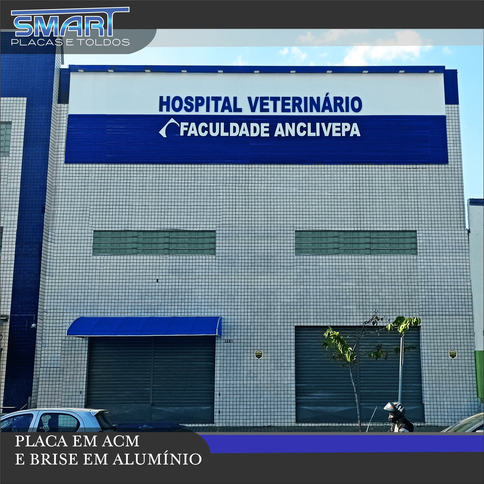 Fachada em ACM e brise em alumínio para hospital veterinário