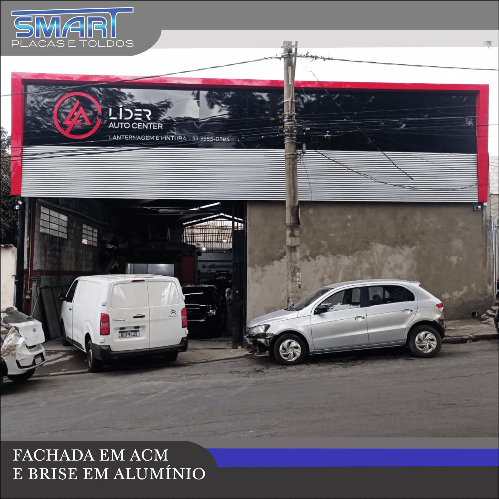 Letreiro em ACM dourado com iluminação embutida